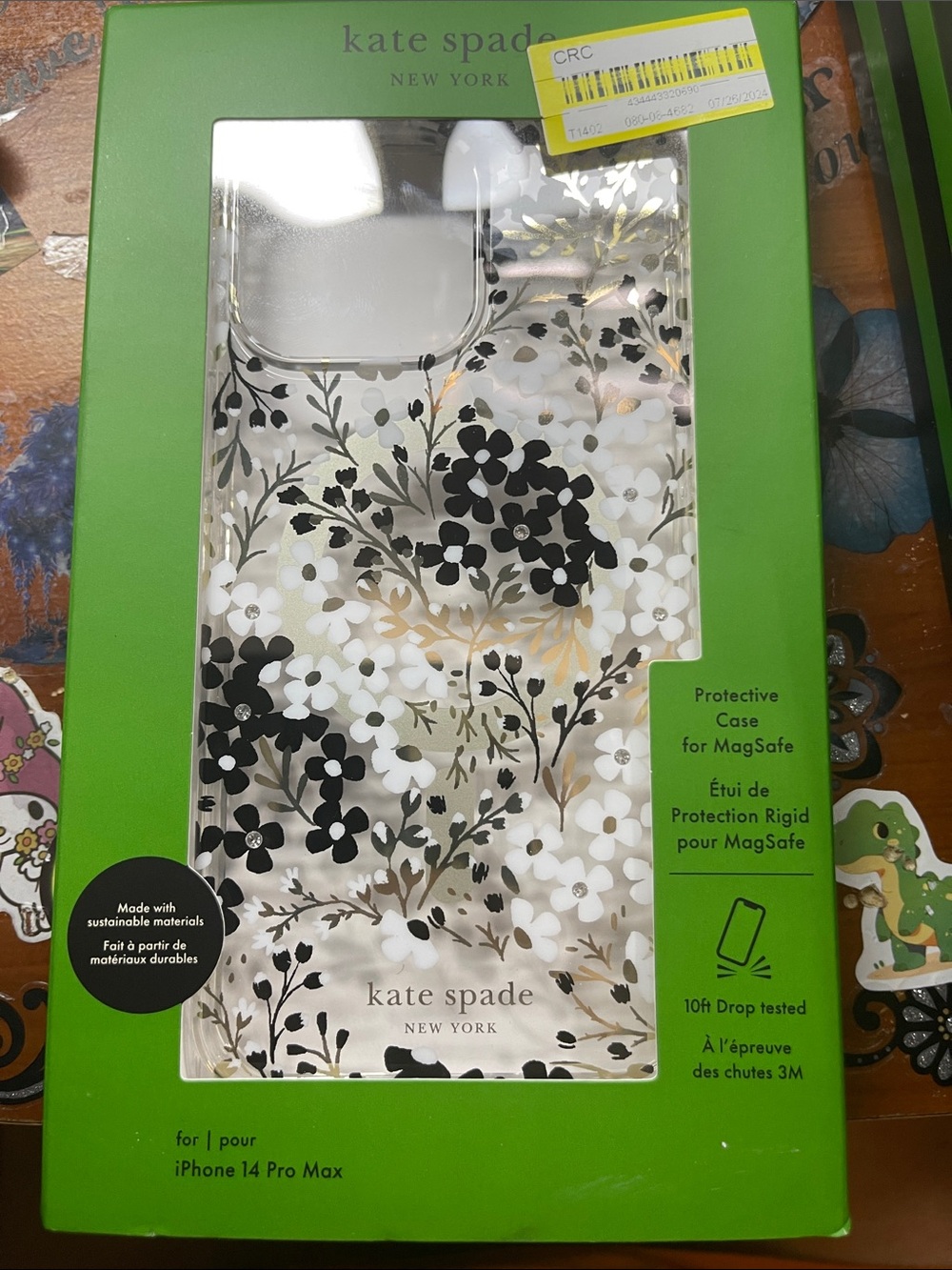 kate spade Clear Floral iPhone 14 Pro Max Case — Black, White & Gold